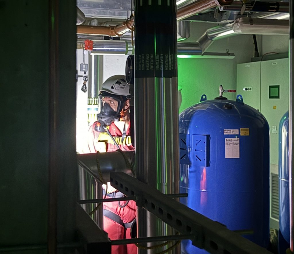 Delegate in an enclosed space looking for a casualty